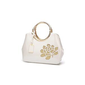 4735 Top-handle Handbags Purse Embroidered Flower Pattern Patent PU Tote